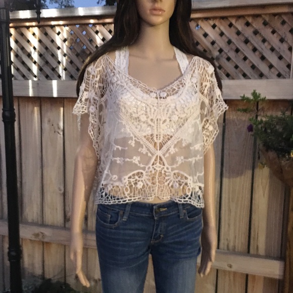 NEW LACE and MESH CROP TOP ~ last 1 - Picture 7 of 14